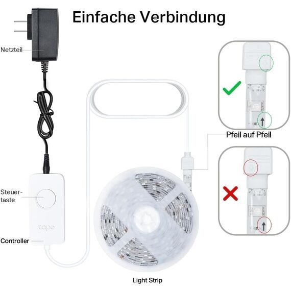TP-Link Tapo L930-10 (5M * 2) Smart LED Strip funktioniert mit Alexa und Google Assistant, beschichtes Lichtband Sync mit Musik, App-Steuerung, Farbwechsel, Segmentcontrol, 16 Mio. Farben