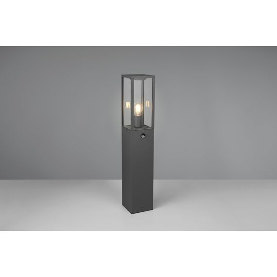 Trio Leuchten Außen Wegeleuchte Garonne 401869142, Aluminium Druckguss Anthrazit, Glas klar, exkl. 1x E27, Bewegungssensor