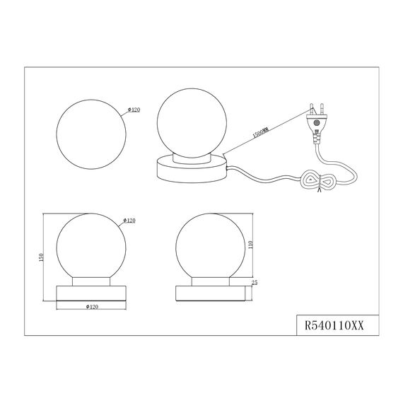 Reality Leuchten Tischleuchte Prinz II R54011001, Metall Nickel matt, Glas weiß, exkl. 1x E14, On/Off Touch