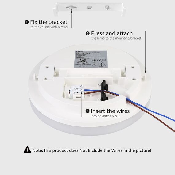 Lepro LED Deckenlampe 15W, LED Deckenleuchte IP54 Wasserfest, 3000K 1500LM Badezimmer Lampe, Rund Badlampe Decke, ideal für Bad Schlafzimmer Flur Küche Wohnzimmer Balkon, Warmweiß, Ø22cm