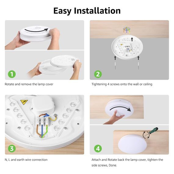 Lepro Deckenlampe 18W, LED Deckenleuchte Bad 1200LM Ø28cm 5000K für Badezimmer Flur Küche Wohnzimmer Schlafzimmer Balkon Licht, Rund Kaltweiß Badezimmerlampe, LED Panel Flach Lampe, IP20 Badlampe