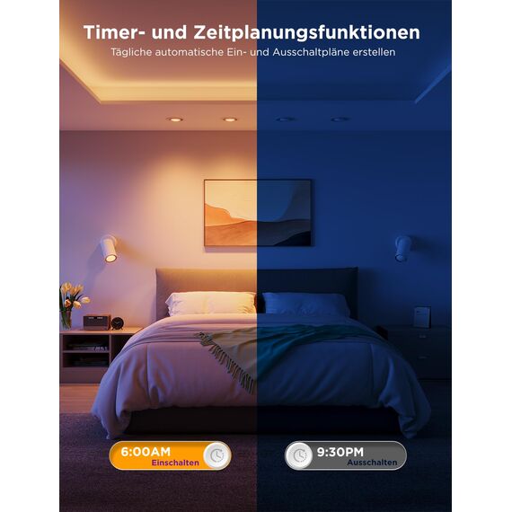 Govee Glühbirne GU10 LED RGBWW, Smarte Glühbirne Funktioniert mit Matter, Alexa, Google Home, 400LM WLAN LED Lampe Dimmbare Farbwechsel, 56 Szenen, Smart Bulb GU10 Synchronisierung mit Musik 4 Packung