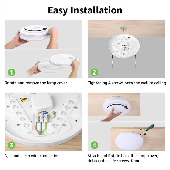 Lepro Deckenlampe 12W, LED Deckenleuchte Bad 950LM Ø26cm 5000K für Badezimmer Flur Küche Wohnzimmer Schlafzimmer Balkon Licht, Rund Kaltweiß Badezimmerlampe, LED Panel Flach Lampe, IP20 Badlampe