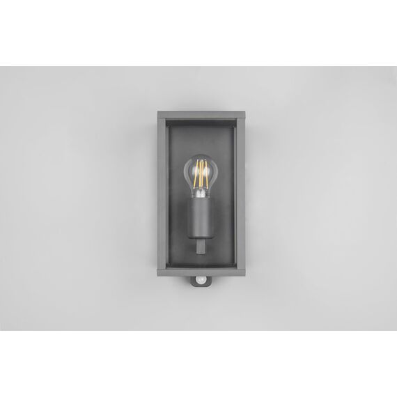 Trio Leuchten Außen Wandleuchte Garonne 201869142, Aluminium Druckguss Anthrazit, Glas klar, exkl. 1x E27, Bewegungssensor