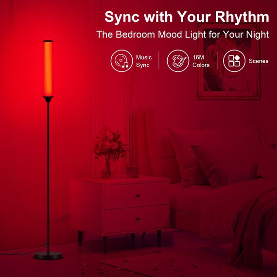 FRIDEKO HOME LED Stehlampe Wohnzimmer (Black)