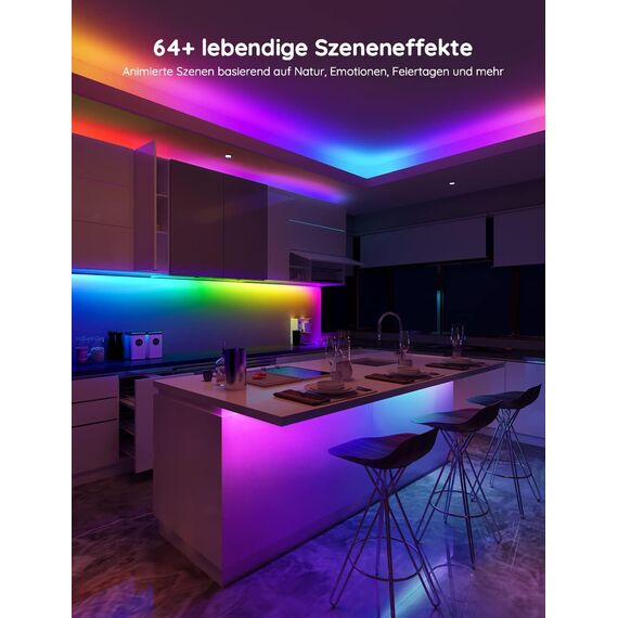 Govee LED Strip RGBIC Pro 20m, Smart LED Streifen Funktioniert mit Alexa und Google Assistant, Beschichtes Lichtband Lichterkette LED Leiste Sync mit Musik, App-Steuerung, 2 Rollen Streifen von 10M