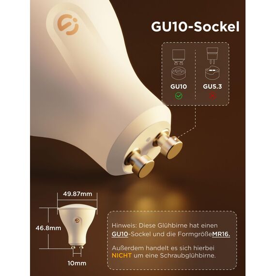 Govee Glühbirne GU10 LED RGBWW, Smarte Glühbirne Funktioniert mit Matter, Alexa, Google Home, 400LM WLAN LED Lampe Dimmbare Farbwechsel, 56 Szenen, Smart Bulb GU10 Synchronisierung mit Musik 4 Packung