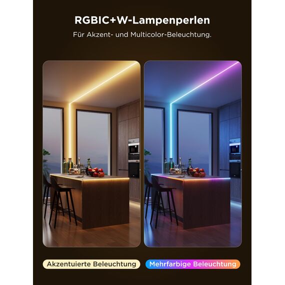 Govee COB Strip Light Pro 3m, Smart LED Streifen RGBIC mit Warmweiß, 3780 LEDs Leiste 1350lm Kompatibel mit Alexa, Google Assistant und Matter, Schneidbar Lichterkette mit Musik Sync für Schlafzimmer