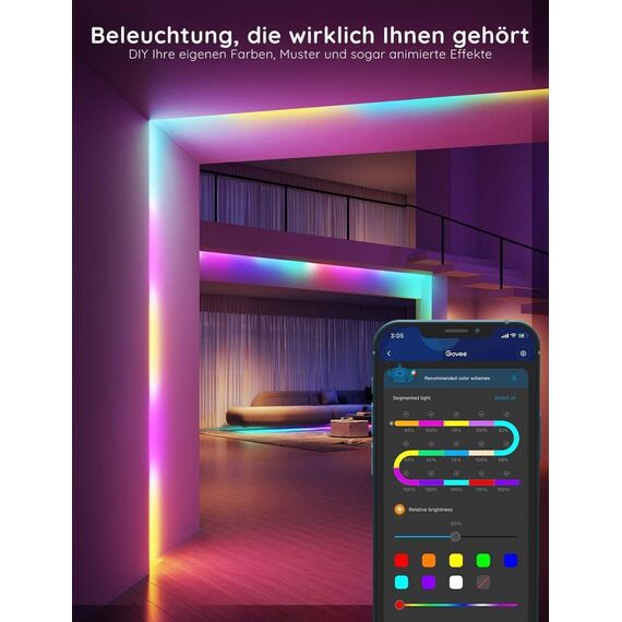 Govee LED Strip 30 m, Smart RGBIC LED Strip Fairy Lights Strip Works with Alexa & Google Assistant, DIY Segment Control, App Control, Music Sync, for Party, Home, 2 Rolls of 15 m