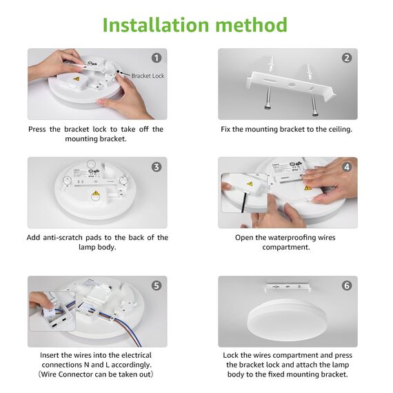 Lepro Deckenlampe 15W, LED Deckenleuchte IP54 Wasserfest, 5000K 1500LM Badezimmer Lampe, Rund Badlampe Decke, ideal für Bad Schlafzimmer Flur Küche Wohnzimmer Balkon, Kaltweiß, Ø22cm
