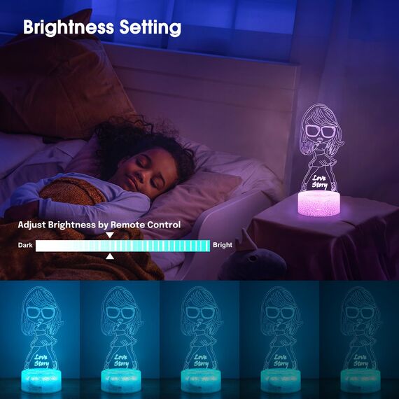 Lampe Taylor Swift Merch: 16 Farben 3D LED Illusion Nachtlicht mit Fernbedienung, Smart Touch, Taylor Swift merchandise Geschenk Fans Stuff für Mädchen Zimmer Deko Musikparty Geburtstag Weihnachten
