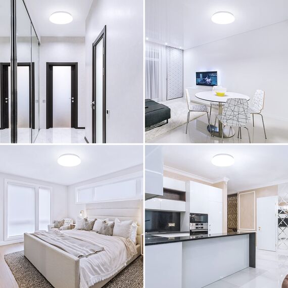 Lepro Deckenlampe 18W, LED Deckenleuchte Bad 1200LM Ø28cm 5000K für Badezimmer Flur Küche Wohnzimmer Schlafzimmer Balkon Licht, Rund Kaltweiß Badezimmerlampe, LED Panel Flach Lampe, IP20 Badlampe