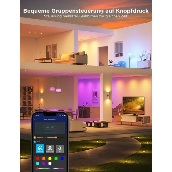 Govee Glühbirne GU10 LED RGBWW, Smarte Glühbirne Funktioniert mit Matter, Alexa, Google Home, 400LM WLAN LED Lampe Dimmbare Farbwechsel, 56 Szenen, Smart Bulb GU10 Synchronisierung mit Musik 2 Packung