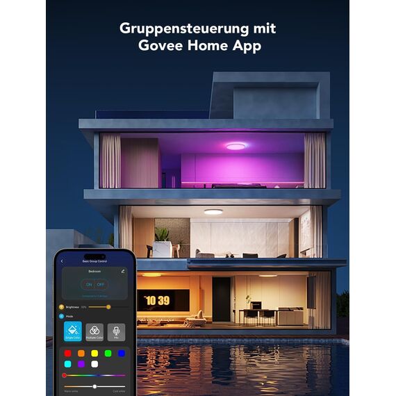 Govee Deckenleuchte RGBIC Smart, 24W Ø30cm Led Deckenleuchte dimmbar, Deckenlampe Led mit 16 Millionen DIY Farben, Kompatibel mit Alexa & Google Assistant, für Schlafzimmer, 2 Stück