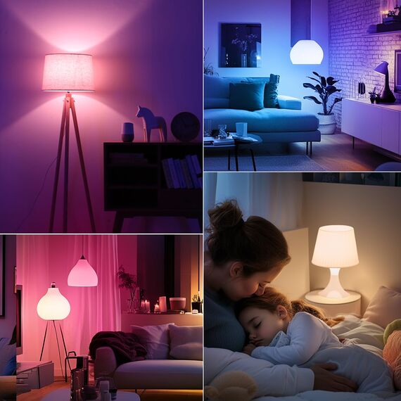 ANWIO E14 Glühbirne Smart Home 5W, Mehrfarbrige RGB LED Birne Dimmbare Smarte Lampe 470LM, smart Glühbirne Alexa E14, Kompatibel mit Alexa, Google Assistant,Tuya App, Kein Hub notwendig, 4 Pack