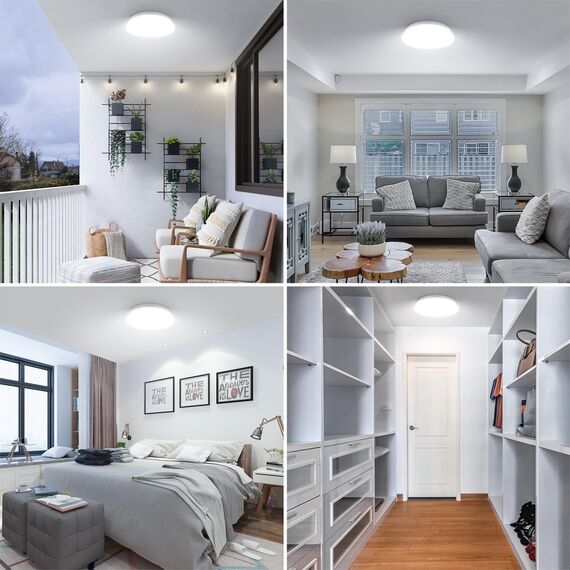 Lepro Deckenlampe 12W, LED Deckenleuchte Bad 950LM Ø26cm 5000K für Badezimmer Flur Küche Wohnzimmer Schlafzimmer Balkon Licht, Rund Kaltweiß Badezimmerlampe, LED Panel Flach Lampe, IP20 Badlampe