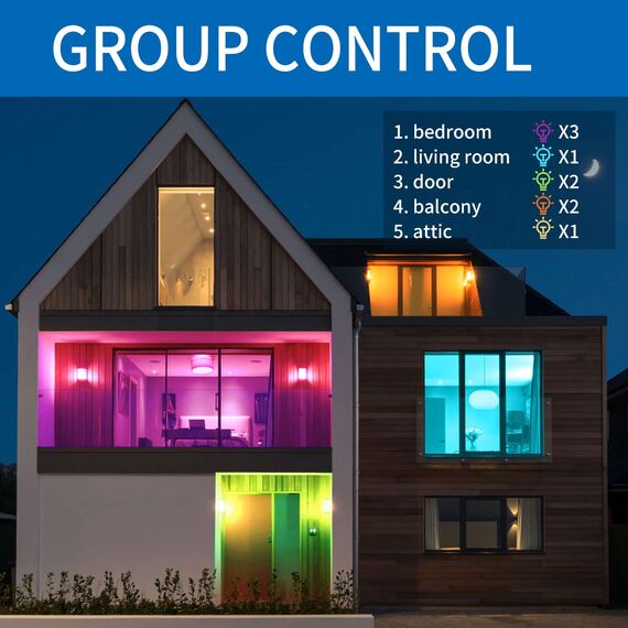 ANWIO 5W Smart E14 LED Lampen Warmweiß und Kaltweiß 470LM, Dimmbar Glühbirne Mehrfarbig, Tropfen, Wlan LED Birnen, kompatibel mit Alexa und Google Home, Kein Hub, 6er Pack