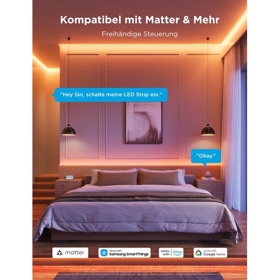 Govee COB Strip Light Pro 5m, Smart LED Streifen RGBIC mit Warmweiß, 6300 LEDs Leiste 2250lm Kompatibel mit Alexa, Google Assistant und Matter, Schneidbar Lichterkette mit Musik Sync für Schlafzimmer