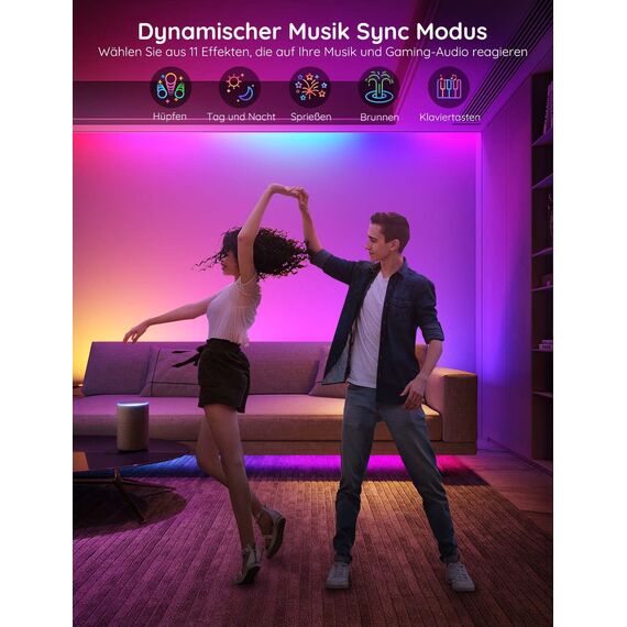 Govee LED Strip 10m, Smart RGBIC LED Streifen, Lichterkette LED Leiste Funktioniert mit Alexa & Google Assistant, DIY Segmentsteuerung, App-Steuerung, Musik Sync, Deko für Party, Zuhause, Schlafzimmer