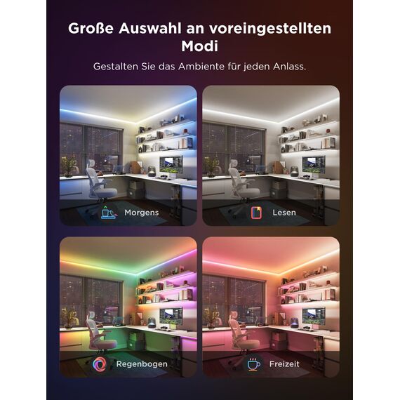Govee COB Strip Light Pro 3m, Smart LED Streifen RGBIC mit Warmweiß, 3780 LEDs Leiste 1350lm Kompatibel mit Alexa, Google Assistant und Matter, Schneidbar Lichterkette mit Musik Sync für Schlafzimmer