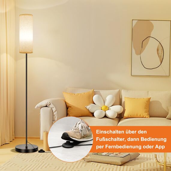 FRIDEKO HOME Stehlampe Wohnzimmer Modern RGB Dimmbar Smart Standleuchte mit Fernbedienung Musikmodus Schwarz-Sockel für Büro Schlafzimmer