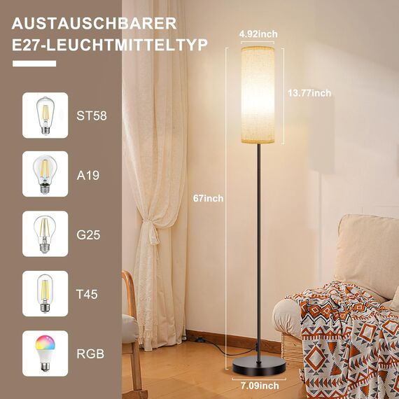 FRIDEKO HOME Stehlampe Wohnzimmer Modern RGB Dimmbar Smart Standleuchte mit Fernbedienung Musikmodus Schwarz-Sockel für Büro Schlafzimmer