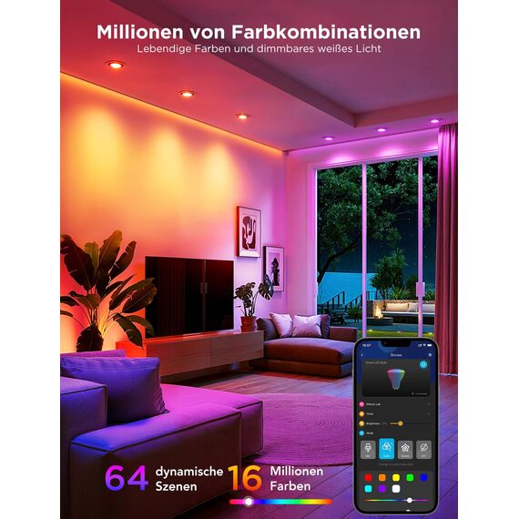 Govee Glühbirne GU10 LED RGBWW, Smarte Glühbirne Funktioniert mit Matter, Alexa, Google Home, 400LM WLAN LED Lampe Dimmbare Farbwechsel, 56 Szenen, Smart Bulb GU10 Synchronisierung mit Musik 2 Packung