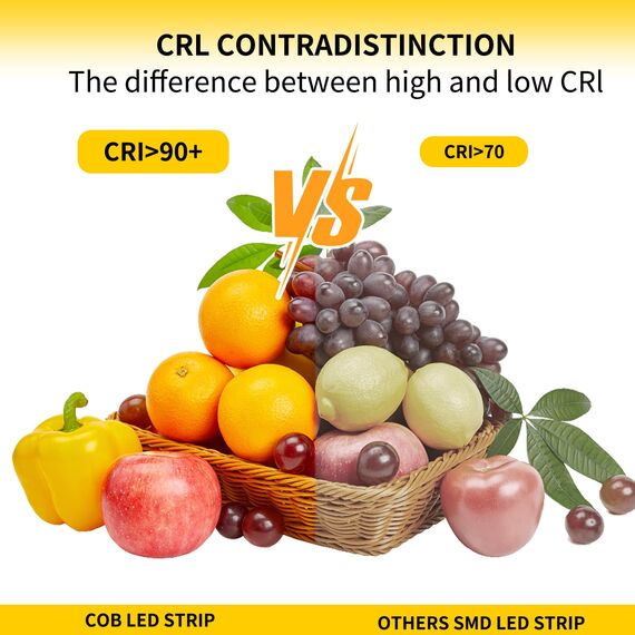 FUIQI COB LED Streifen 5m,warmweiß 2700K LED Streifen 24V Mit Adapter,Smart App und Fernbedienung Dimmbar LED Band,320LED/M,CRI>90,8mmbreit,geeignet für Schlafzimmer,Küchen,Schränke