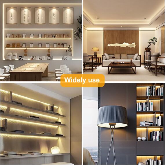 FUIQI COB LED Streifen 3m,warmweiß 3000K 24V COB LED Band Mit Adapter,Touch Dimmbar LED Streifen,320LED/M,CRI>90,8mmbreit,Lichtband LED geeignet für Schlafzimmer,Küchen,Schränke