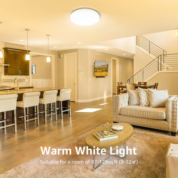 Lepro LED Deckenlampe 15W, LED Deckenleuchte IP54 Wasserfest, 3000K 1500LM Badezimmer Lampe, Rund Badlampe Decke, ideal für Bad Schlafzimmer Flur Küche Wohnzimmer Balkon, Warmweiß, Ø22cm