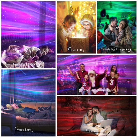 Febotak Aurora Sternenhimmel Projektor mit Musik Lautsprecher, Nachtlicht mit Einschlafhilfen Soundmaschine für Erwachsene Kinder Smart LED Galaxie Sternprojektor kompatibel mit Alexa (Weiß)