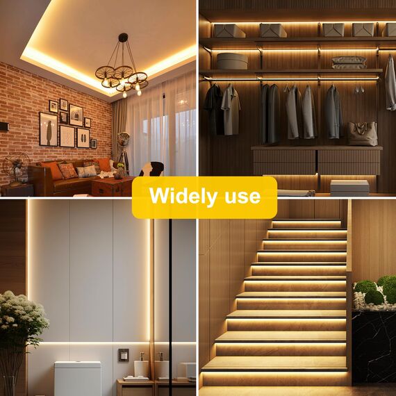 FUIQI COB LED Streifen 10m,warmweiß 2700K LED Streifen 24V Mit Adapter,Smart App und Fernbedienung Dimmbar LED Band,320LED/M,CRI>90,8mmbreit,geeignet für Schlafzimmer,Küchen,Schränke