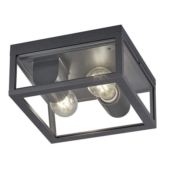 Trio Leuchten Außen Deckenleuchte Garonne 601860242, Aluminium Druckguss Anthrazit, exkl. 2x E27