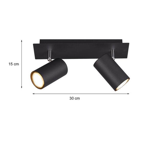 Trio Leuchten Deckenleuchte Marley 802400232, Metall Schwarz matt, Spotbalken 2-flammig, exkl. 2 x GU10