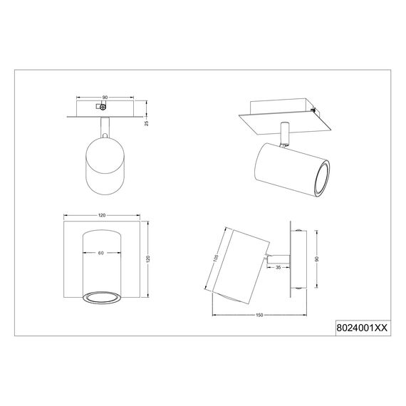 Trio Leuchten Wandspot Marley 802400132, Metall Schwarz matt, Wandspot 1-flammig, exkl. 1 x GU10