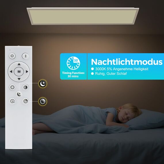 Deckenlampe Led Deckenleuchte Dimmbar Flach - 100x25CM LED Panel Lampe Decke mit Fernbedienung Nachtlicht Timer Rechteckig Leuchten 3000K-6500K 30W 2543LM für Wohnzimmer Badezimmer Schlafzimmer Büro