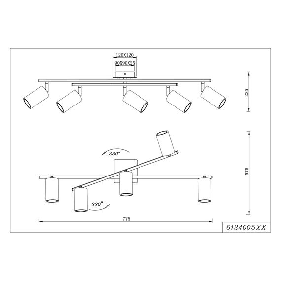 Trio Leuchten Deckenleuchte Marley 612400532, Metall Schwarz matt, Deckenleuchte 5-flammig, exkl. 1 x GU10