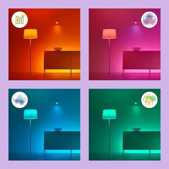 WiZ Smart LED A60-Lampe, Color und Tunable White, E27-Sockel, 60W, 806 Lumen, dimmbar, funktioniert mit Alexa, Google Assistant, und Apple HomeKit, 2er Pack