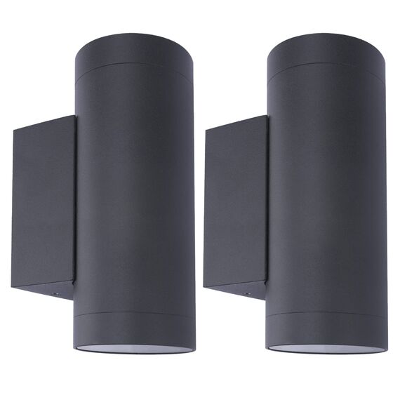 Klighten 2 Stück Wandleuchten GU10 Außen/Innen, Wasserdichte IP65 Up and Down Leuchten Aussen, Aluminium Aussenleuchte Außenlampe Wand, Wandlampe für Eingang Terrasse, ohne Leuchtmittel, Anthrazit