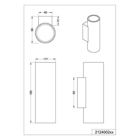 Trio Leuchten Wandleuchte Marley 212400232, Metall Schwarz matt, Wandleuchte 2-flammig, exkl. 1 x GU10