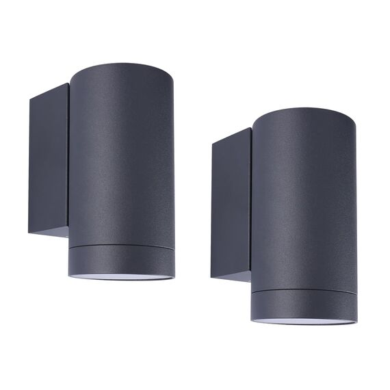 Klighten 2 Stück Aussen Wandleuchte, GU10 Downlight Wasserdichte IP65 Außenlampe Aussenleuchte Wand Aluminium Außenwandleuchten, Wandlampe für Garten Terrasse Eingang, Anthrazit, ohne Leuchtmittel