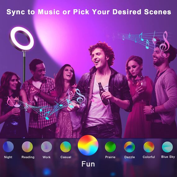 LED Stehlampe, 42W Superhelle 16 Millionen RGBCW Farbwechsel WiFi Smart Doppelseitige Wohnzimmer, Kompatibel mit Alexa/Google Home, Musik Sync, Stufenlos Dimmbare Leselampe für Schlafzimmer