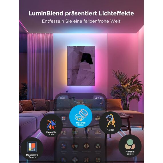 Govee LED Strip Light 2 Pro 5m, Smart RGBIC mit weißes Licht, LED Streifen Funktioniert mit Matter, Alexa und Google Assistant, DIY-Farbe, App-Steuerung mit Musik Sync, für Wohnzimmer Schlafzimmer