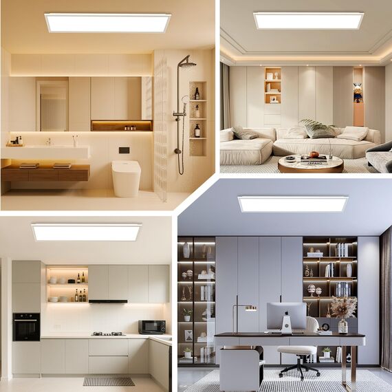 Deckenlampe Led Deckenleuchte Dimmbar Flach - 100x25CM LED Panel Lampe Decke mit Fernbedienung Nachtlicht Timer Rechteckig Leuchten 3000K-6500K 30W 2543LM für Wohnzimmer Badezimmer Schlafzimmer Büro