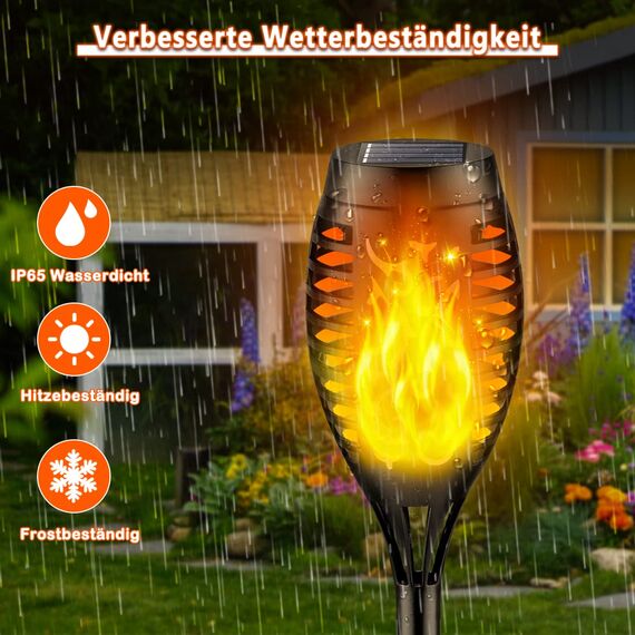 12Stück Solar Lampe Outdoor, Solar Leuchten Außen Wetterfest, Solarlichter für Außen Balkon Beleuchtung Garten Deko, Solarfackeln LED Gartenbeleuchtung Solar Außen, Gartenlampen Solar Wetterfest