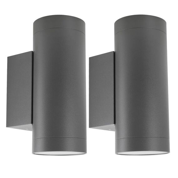 Klighten 2 Stück Aussenleuchte Aussenlampe Wand, GU10 Aluminium Up Down Außenwandleuchten, Wasserdichte IP65 Wandlampe Außen Wandleuchte Aussen für Garten Terrasse, ohne Leuchtmittel, Dunkelgrau