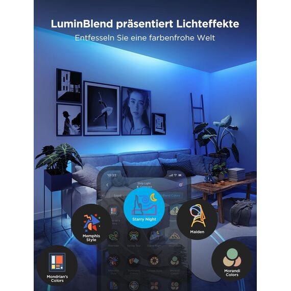 Govee LED Strip Light 2 Pro 5m, Smart RGBIC mit weißes Licht, LED Streifen Funktioniert mit Matter, Alexa und Google Assistant, DIY-Farbe, App-Steuerung mit Musik Sync, für Wohnzimmer Schlafzimmer