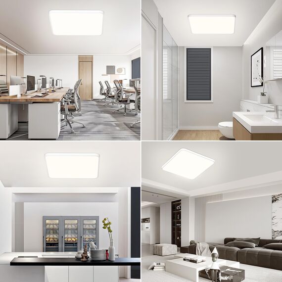 Deckenlampe Led Deckenleuchte Flach Lampe - LED Deckenlampe Eckig, Led Panel Quadrat 40x40cm 4000K 36W 3900LM Küchenlampe Decke Leuchten für Bad Büro Küche Wohnzimmer Badezimmer, Neutralweißes Licht