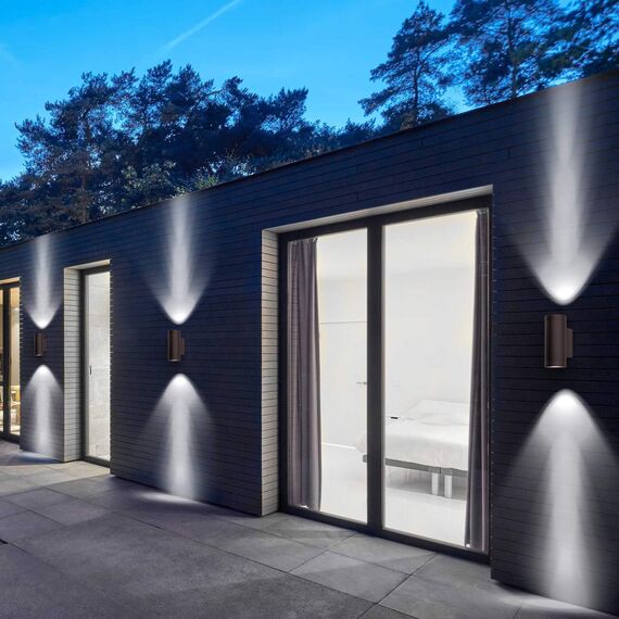 Klighten 2 Stück Aussenleuchte Aussenlampe Wand, GU10 Aluminium Up Down Außenwandleuchten, Wasserdichte IP65 Wandlampe Außen Wandleuchte Aussen für Garten Terrasse Eingang, ohne Leuchtmittel, Bronze