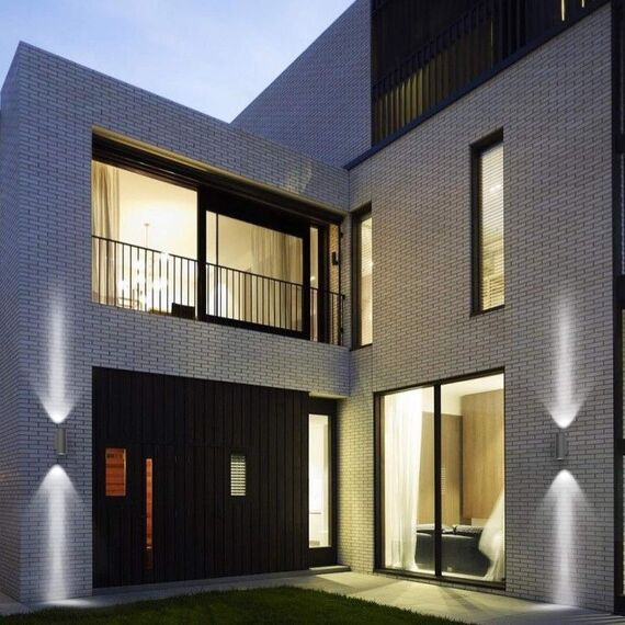 Klighten 2 Stück Aussenleuchte Aussenlampe Wand, GU10 Aluminium Up Down Außenwandleuchten, Wasserdichte IP65 Wandlampe Außen Wandleuchte Aussen für Garten Terrasse, ohne Leuchtmittel, Dunkelgrau